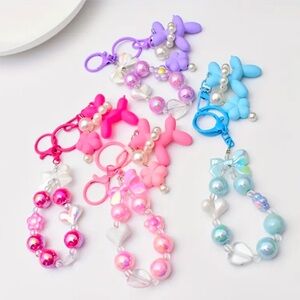 NWT 🐶 Balloon Dog & Shiny Acrylic Bubble Beads Keychain/Wristlet/Bag/Phone Charm